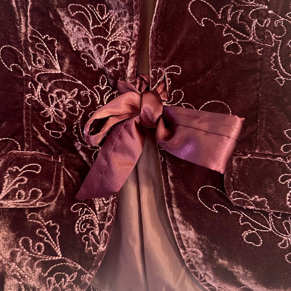 Old Navy Burgundy Velvet Blazer with Embroidery - Picture 2 of 4